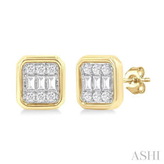 ASHI Emerald Shape Bezel Set Petite Fusion Diamond Fashion Earrings 642T7PPTGERYG-OC