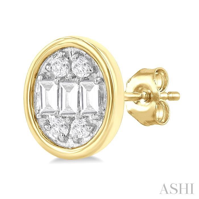 ASHI Oval Shape Bezel Set Petite Fusion Diamond Fashion Earrings 642T7PPTGERYG-OV