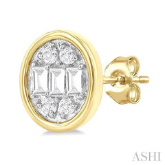 ASHI Oval Shape Bezel Set Petite Fusion Diamond Fashion Earrings 642T7PPTGERYG-OV