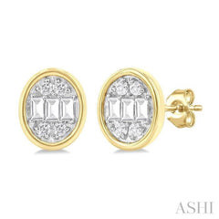 ASHI Oval Shape Bezel Set Petite Fusion Diamond Fashion Earrings 642T7PPTGERYG-OV