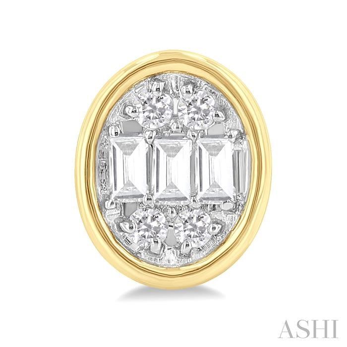 ASHI Oval Shape Bezel Set Petite Fusion Diamond Fashion Earrings 642T7PPTGERYG-OV