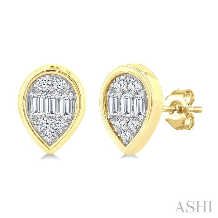 ASHI Pear Shape Bezel Set Petite Fusion Diamond Fashion Earrings 642T7PPTGERYG-PR