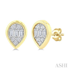 ASHI Pear Shape Bezel Set Petite Fusion Diamond Fashion Earrings 642T7PPTGERYG-PR