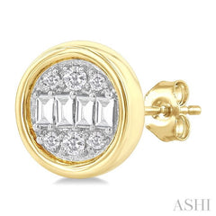 ASHI Round Shape Bezel Set Petite Fusion Diamond Fashion Earrings 642T7PPTGERYG-RD