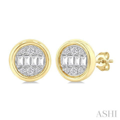 ASHI Round Shape Bezel Set Petite Fusion Diamond Fashion Earrings 642T7PPTGERYG-RD