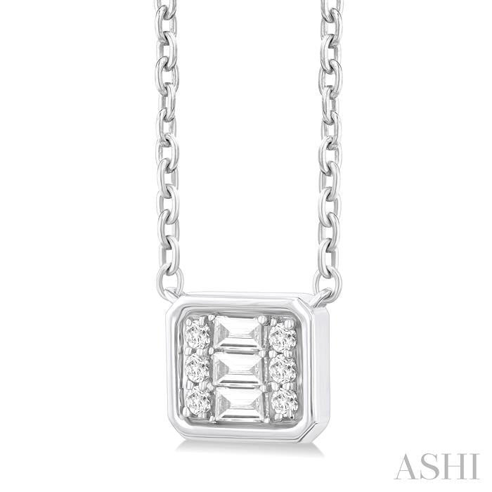 ASHI Emerald Shape East-West Bezel Set Petite Fusion Diamond Fashion Pendant 642T8PPTGPDWG-OC