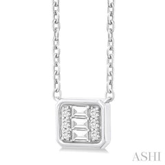 ASHI Emerald Shape East-West Bezel Set Petite Fusion Diamond Fashion Pendant 642T8PPTGPDWG-OC