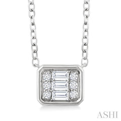 ASHI Emerald Shape East-West Bezel Set Petite Fusion Diamond Fashion Pendant 642T8PPTGPDWG-OC
