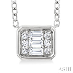 ASHI Emerald Shape East-West Bezel Set Petite Fusion Diamond Fashion Pendant 642T8PPTGPDWG-OC