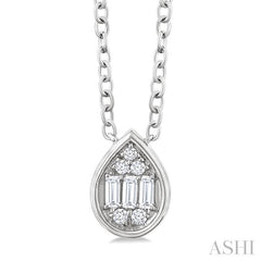 ASHI Pear Shape Bezel Set Petite Fusion Diamond Fashion Pendant 642T8PPTGPDWG-PR