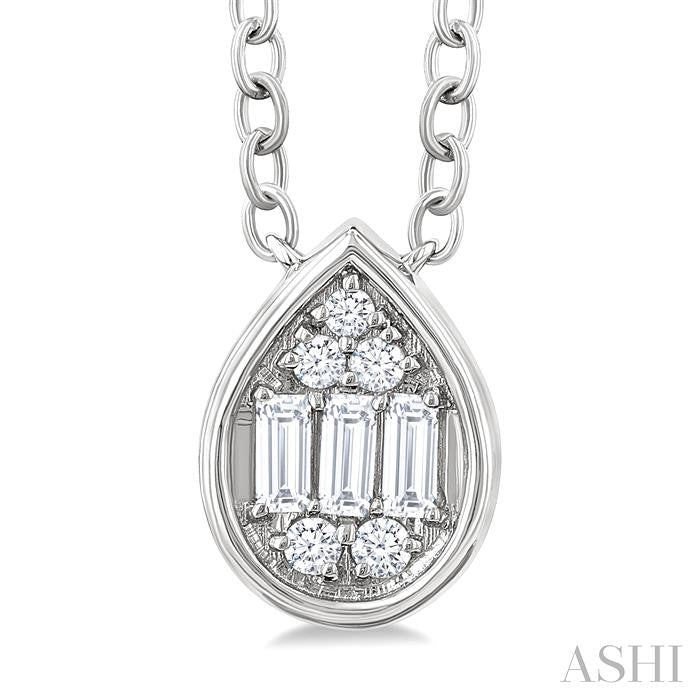 ASHI Pear Shape Bezel Set Petite Fusion Diamond Fashion Pendant 642T8PPTGPDWG-PR