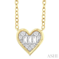 ASHI Heart Shape Bezel Set Petite Fusion Diamond Fashion Pendant 642T8PPTGPDYG-HT