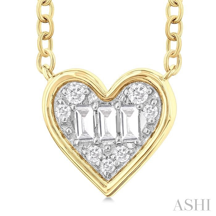 ASHI Heart Shape Bezel Set Petite Fusion Diamond Fashion Pendant 642T8PPTGPDYG-HT