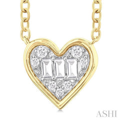 ASHI Heart Shape Bezel Set Petite Fusion Diamond Fashion Pendant 642T8PPTGPDYG-HT
