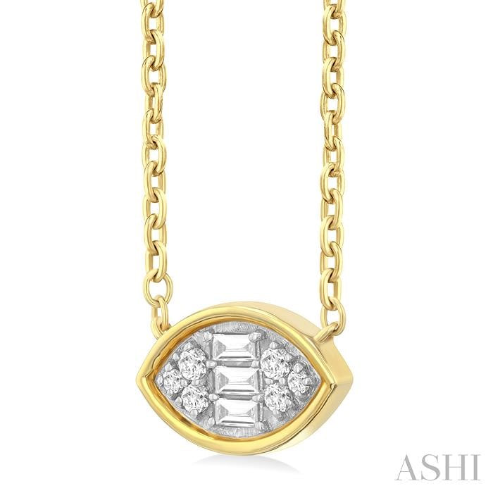 ASHI Marquise Shape East-West Bezel Set Petite Fusion Diamond Fashion Pendant 642T8PPTGPDYG-MQ