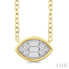 ASHI Marquise Shape East-West Bezel Set Petite Fusion Diamond Fashion Pendant 642T8PPTGPDYG-MQ