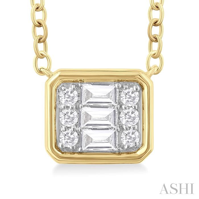 ASHI Emerald Shape East-West Bezel Set Petite Fusion Diamond Fashion Pendant 642T8PPTGPDYG-OC