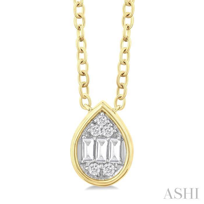 ASHI Pear Shape Bezel Set Petite Fusion Diamond Fashion Pendant 642T8PPTGPDYG-PR