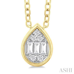 ASHI Pear Shape Bezel Set Petite Fusion Diamond Fashion Pendant 642T8PPTGPDYG-PR