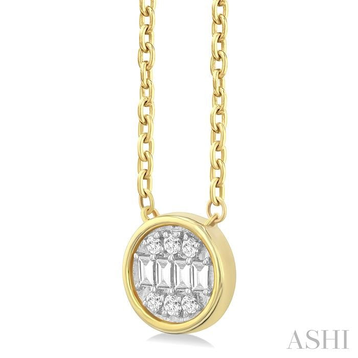 ASHI Round Shape Bezel Set Petite Fusion Diamond Fashion Pendant 642T8PPTGPDYG-RD