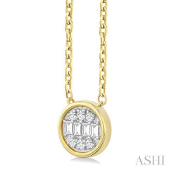 ASHI Round Shape Bezel Set Petite Fusion Diamond Fashion Pendant 642T8PPTGPDYG-RD