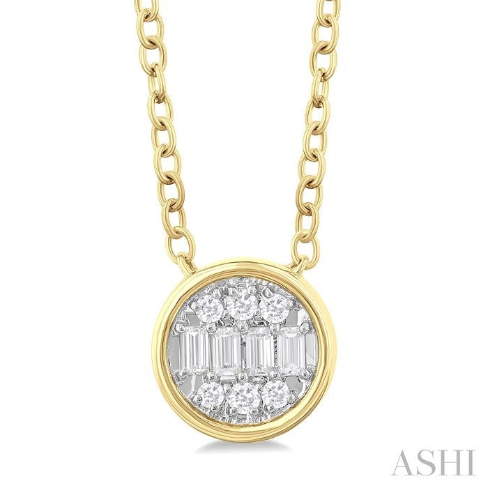 ASHI Round Shape Bezel Set Petite Fusion Diamond Fashion Pendant 642T8PPTGPDYG-RD