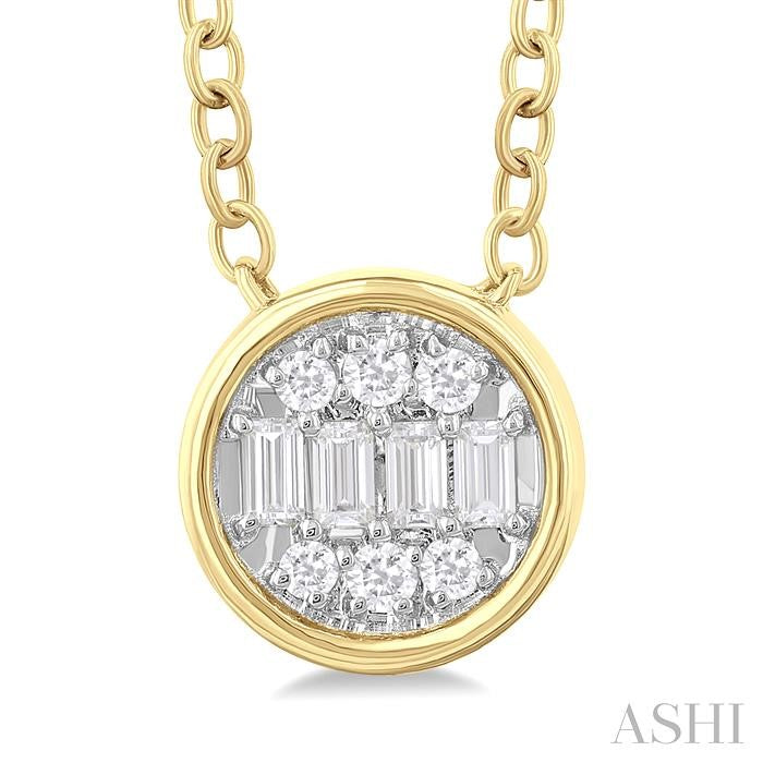 ASHI Round Shape Bezel Set Petite Fusion Diamond Fashion Pendant 642T8PPTGPDYG-RD