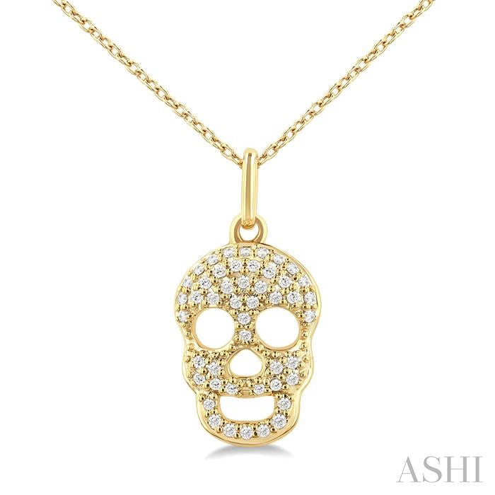 ASHI Skull Petite Diamond Fashion Pendant 642U8PPTSPDYG