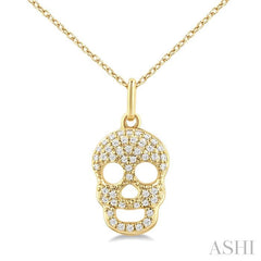 ASHI Skull Petite Diamond Fashion Pendant 642U8PPTSPDYG