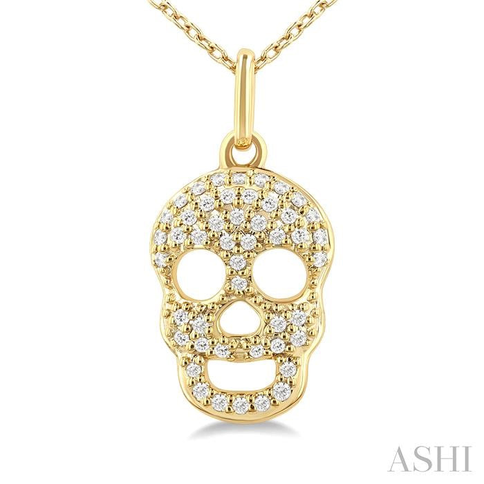 ASHI Skull Petite Diamond Fashion Pendant 642U8PPTSPDYG