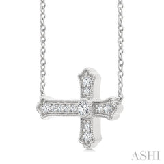 ASHI Sideway Cross Petite Diamond Fashion Pendant 642W8PPTGPDWG