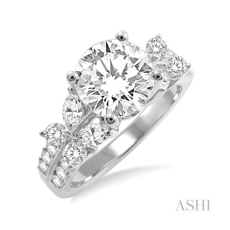ASHI Round Shape Semi-Mount Diamond Engagement Ring 22861PPFRWG-SM
