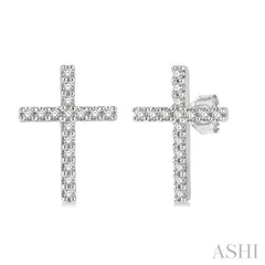 ASHI Cross Petite Diamond Fashion Earrings 643D8PPFSERWG