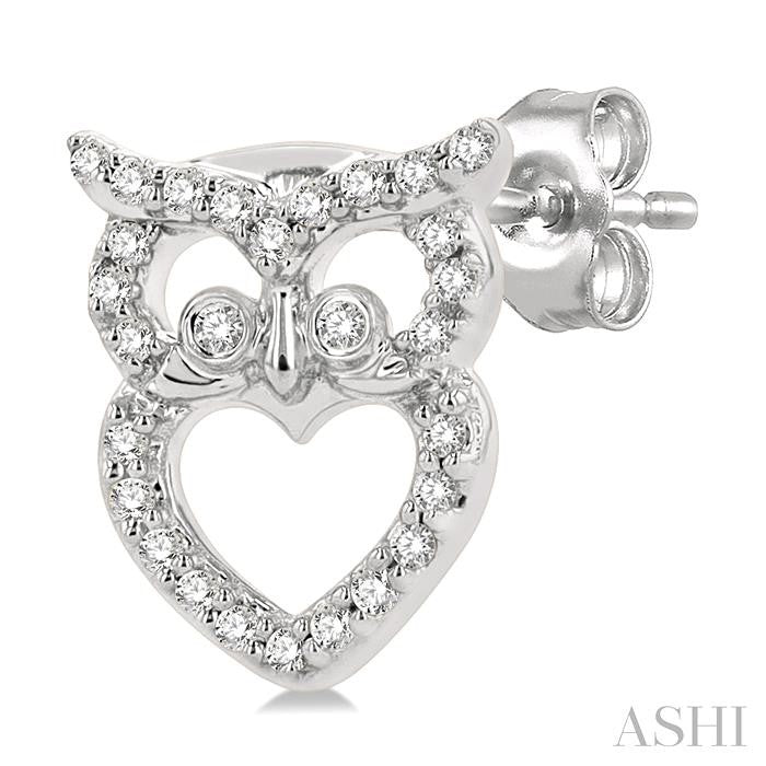 ASHI Owl Petite Diamond Fashion Earrings 643E8PPTSERWG