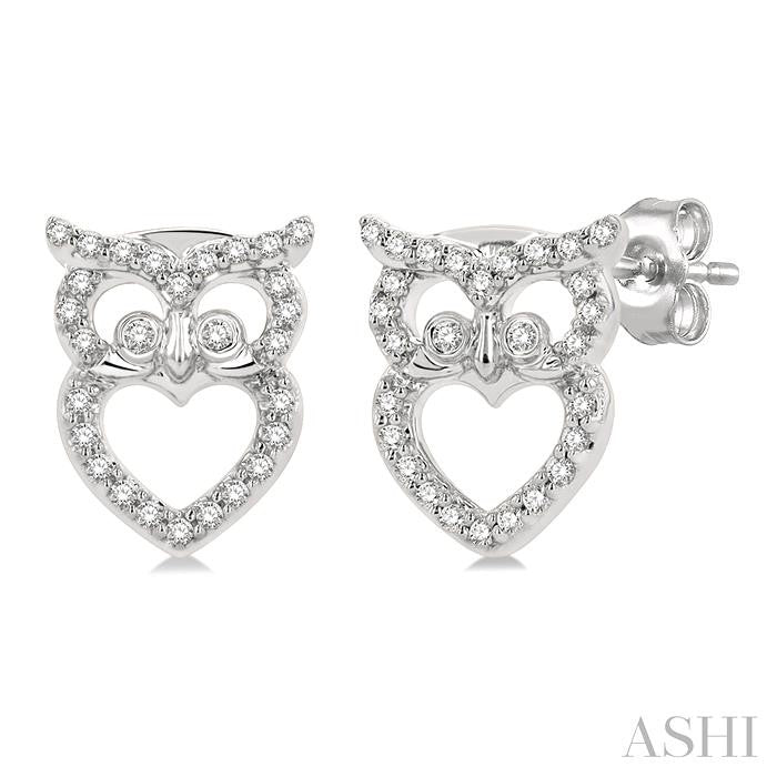 ASHI Owl Petite Diamond Fashion Earrings 643E8PPTSERWG