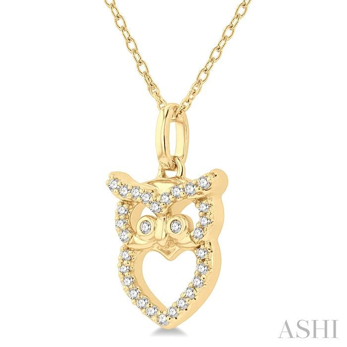 ASHI Owl Petite Diamond Fashion Pendant 643E8PPTSPDYG
