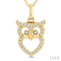 ASHI Owl Petite Diamond Fashion Pendant 643E8PPTSPDYG