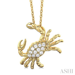 ASHI Crab Petite Diamond Fashion Pendant 643R9PPTSPDYG
