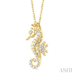 ASHI Seahorse Petite Diamond Fashion Pendant 643S8PPTSPDYG