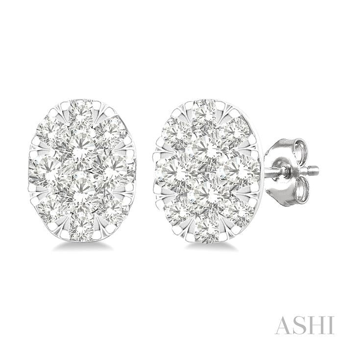 ASHI Oval Shape Lovebright Petite Diamond Fashion Earrings 643T8PPTGERWG-OV