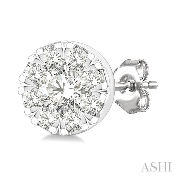 ASHI Round Shape Lovebright Petite Diamond Fashion Earrings 643T8PPTGERWG-RD