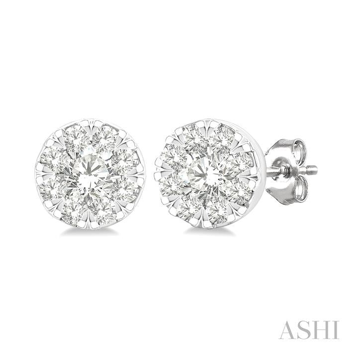 ASHI Round Shape Lovebright Petite Diamond Fashion Earrings 643T8PPTGERWG-RD