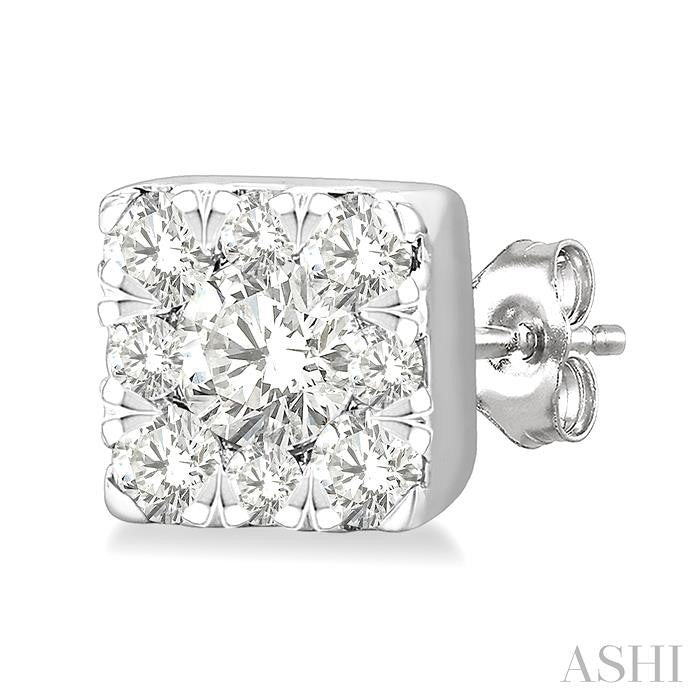 ASHI Princess Shape Lovebright Petite Diamond Fashion Earrings 643T8PPTGERWG-SQ