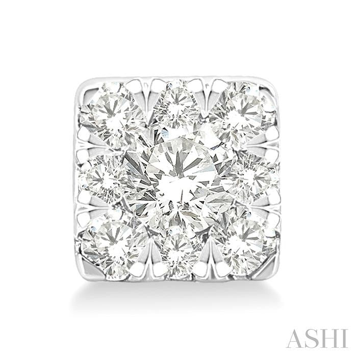 ASHI Princess Shape Lovebright Petite Diamond Fashion Earrings 643T8PPTGERWG-SQ