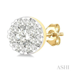 ASHI Round Shape Lovebright Petite Diamond Fashion Earrings 643T8PPTGERYG-RD