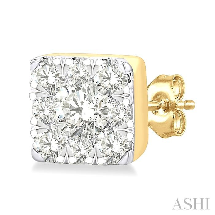 ASHI Princess Shape Lovebright Petite Diamond Fashion Earrings 643T8PPTGERYG-SQ