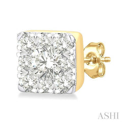 ASHI Princess Shape Lovebright Petite Diamond Fashion Earrings 643T8PPTGERYG-SQ