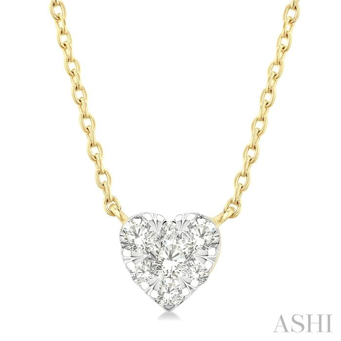 ASHI Heart Shape Lovebright Petite Diamond Solitaire Pendant 643T8PPTGPDYG-HT