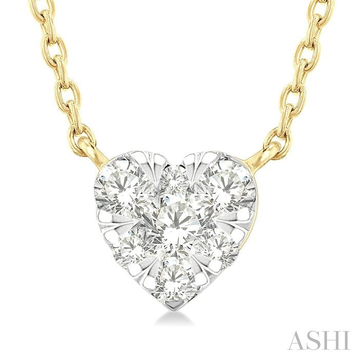 ASHI Heart Shape Lovebright Petite Diamond Solitaire Pendant 643T8PPTGPDYG-HT