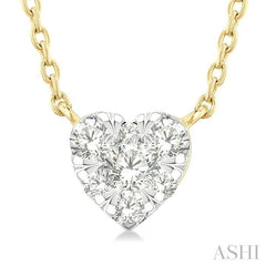 ASHI Heart Shape Lovebright Petite Diamond Solitaire Pendant 643T8PPTGPDYG-HT